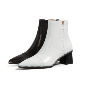 Lightweight Metal‑Bead Martin Boots with Mid Heel – All‑Match Black/White for All‑Day Comfort – Shopdecimals