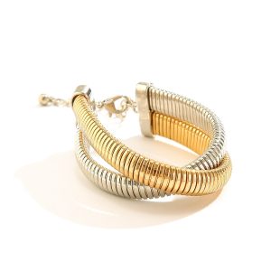 Lightweight Double‑Ring Spiral Bracelet for Women – 5 Precise Gold/White Finishes, 100 cm Wrap, Shopdecimals