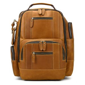 Lightweight 20‑35 L Full‑Grain Leather Backpack – Retro Style, Multi‑Pocket Organization for Travel & Work | Shopdecimals