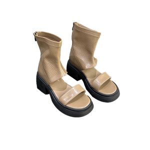 Lightweight 0.75 kg Retro British Flip‑Toe Sandal Boots for Women – All‑Day Comfort, Easy On/Off – Black & Khaki | Shop Decimals