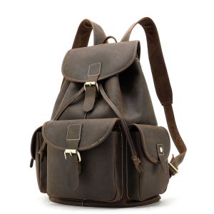 Water‑Repellent Leather Backpack for Men – 20 L Large Capacity, Lightweight 1.25 kg, Coffee‑Tone Style – Shopdecimals