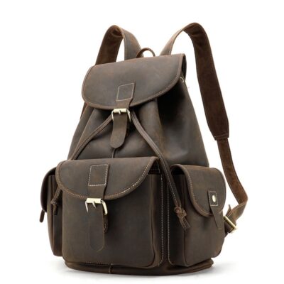 Water‑Repellent Leather Backpack for Men – 20 L Large Capacity, Lightweight 1.25 kg, Coffee‑Tone Style – Shopdecimals