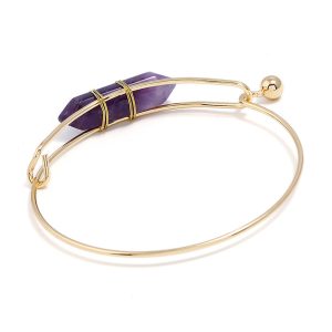 Lightweight Geometric Gem Metal Bracelet for Women – Ultra‑Comfort 0.02 kg Design, Adjustable Fit, Turquoise/Amethyst/Pink Crystals – Shopdecimals