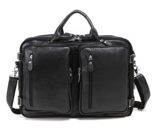Spacious Leather Briefcase for Men – Holds 15‑inch Laptop, Lightweight 2 kg, Premium Black Leather – Shopdecimals