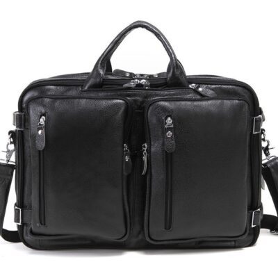 Spacious Leather Briefcase for Men – Holds 15‑inch Laptop, Lightweight 2 kg, Premium Black Leather – Shopdecimals