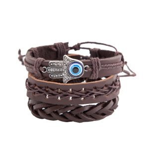 Shopdecimals Ultra‑Light Palm Eye Leather Men's Bracelet – 0.03 kg, Adjustable 180 cm Fit for All‑Day Comfort