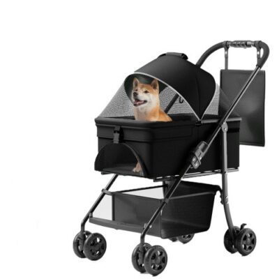 Lightweight 2-in-1 Folding Dog & Cat Stroller with Removable Carrier – Holds 33 lb, Waterproof Pad, Sun Shade – Shopdecimals