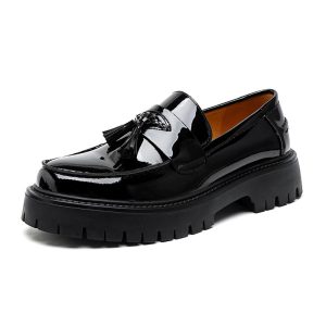 Elevate Your Look with Lightweight Black Patent Leather Platform Dress Shoes – Shopdecimals Men’s Formal Footwear