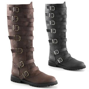 Adjustable‑Fit Low‑Heel High‑Leg Boots with Multiple Buckles – Comfortable All‑Day Wear, Black & Dark Brown – Shopdecimals