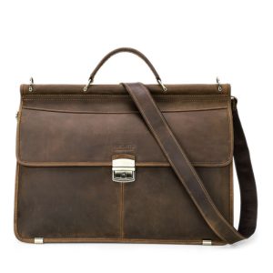 Shopdecimals Large Cowhide Briefcase – Fits 15‑inch Laptop, Organized Compartments, Lightweight Professional Bag