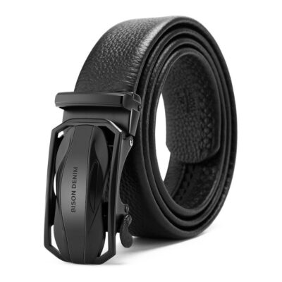 Lightweight Full‑Grain Leather Belt with Auto Buckle – Precise Fit in Black D or Gun, 0.23 kg, Shopdecimals