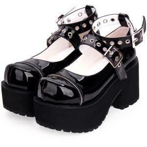 Elevate Your Gothic Look with Black High‑Heeled Platform Sandals – 5‑8 cm Wedge Heel, Stable 1 kg Build – Shopdecimals