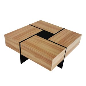 Clutter‑Free Living: Square Coffee Table with 4 Hidden Soft‑Close Storage Compartments – Extendable Sliding Top, Brown UV Gloss – Shopdecimals