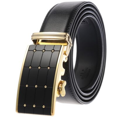 One‑Click Auto‑Buckle Leather Belt – 300 cm Adjustable Fit, 0.25 kg Lightweight, Black Finish | Shopdecimals