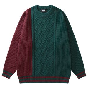 Lightweight Loose‑Twist Knit Pullover for Men – Breathable Cotton‑Blend Sweater in Blue/Green, Comfortable Fit – Shopdecimals