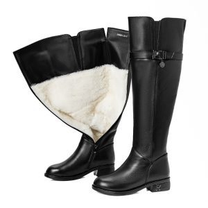 Ultra‑Warm Over‑the‑Knee Winter Boots for Women – Waterproof Leather with Sheep‑Fur Lining, Slip‑Resistant Sole – Shop Decimals