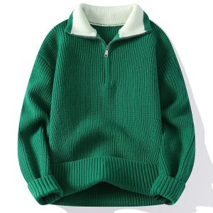 Lightweight Winter Pullover Sweater – Ultra‑Warm Full‑Length Coverage in Black, Green & White – Shopdecimals