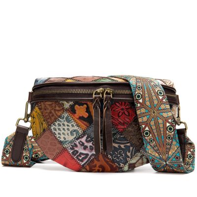 Lightweight Leather Embossed Crossbody Bag – Ultra‑compact 0.60 kg chest bag with secure zip pockets for hands‑free organization, Shopdecimals