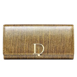 Ultra‑Light Large‑Capacity Leather Wallet with Buckle Closure – 0.22 kg, Gold or Pink, Shopdecimals