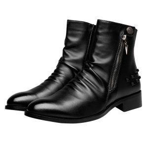 Warm High‑Top Leather Boots for Men – Lightweight 0.8 kg, Pointed Toe, Ankle Support & Non‑Slip Sole | Shopdecimals