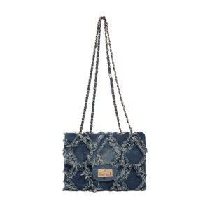 Feather‑Light Denim Chain Flap Shoulder Bag – Holds 10‑inch Tablet, Dual Straps, Urban Style | Shopdecimals