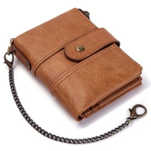 Shopdecimals Antimagnetic Leather Wallet – Light‑Weight Card Protection with Zipper Closure, Available in Black, Brown, Light Brown & Wine Red