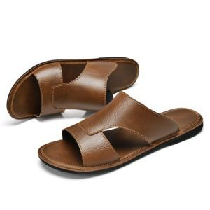 All‑Day Comfort Plus‑Size Men’s Cowhide Slippers – roomy 300 mm fit, genuine leather, black or brown – Shop Decimals