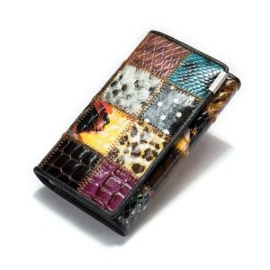 Ultra‑Light 544‑Tone Leather Women’s Wallet with Spacious 200×100 mm Interior – Retro Geometric Design | Shopdecimals