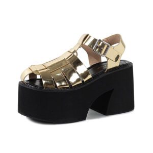 Shopdecimals Summer Muffin Chunky Heel Platform Sandals – Stable 120 mm Height, All‑Day Comfort in Black, White & Gold