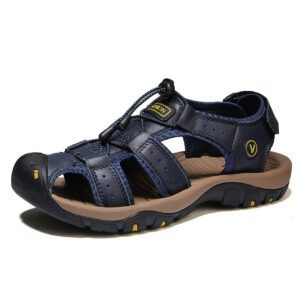 Lightweight Anti‑Collision Leather Sandals for Men – Breathable Mesh, Velcro Fit, 0.62 kg Comfort | Shopdecimals