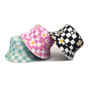 Ultra‑Light UV‑Proof Chessboard Plaid Bucket Hat – Breathable Sun Shade in Black, Green, Pink & Orange | Shopdecimals