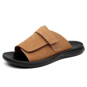 Shopdecimals Ultra‑Light Men’s Summer Slippers – 0.55 kg All‑Day Comfort, Low Heel, Sizes 38‑48 in Black, White & Light Brown