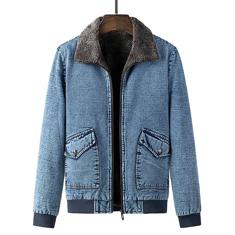 Denim Jacket Men's Loose Cargo Fur Collar | ShopDecimals
