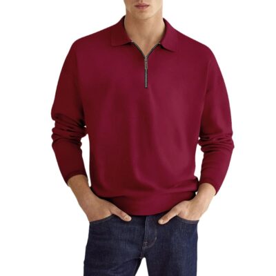Lightweight Long‑Sleeve Men’s Polo – Breathable Polyester, Loose Fit, 8 Colors – Stay Cool & Agile, Shop Decimals