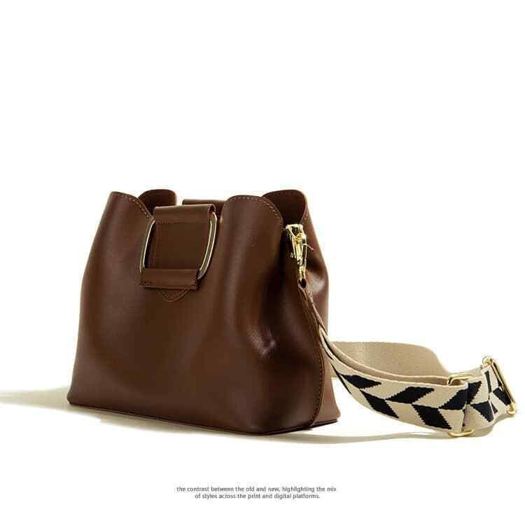 Stylish Crossbody Bucket Bag with Wide Shoulder Strap - Portable and Trendy | ShopDecimals