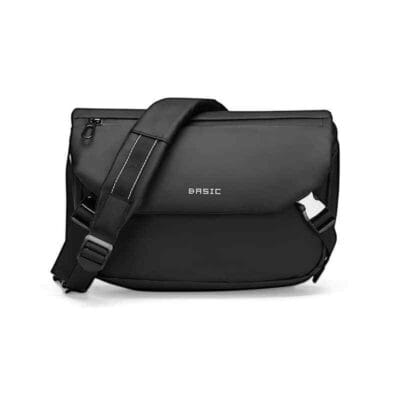 Shopdecimals Unisex Black Nylon Satchel – Compact 13” Laptop Crossbody with Reinforced Bottom & Multiple Pockets