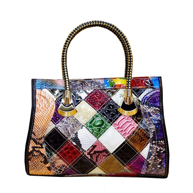 European And American Snake Pattern Leather Hand Stitched Crossbody Handbag | ShopDecimals