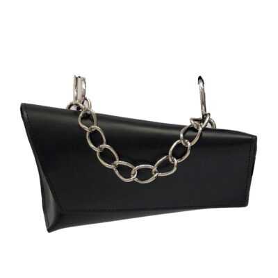 Ultra‑Light Black Textured French‑Niche Handbag – 0.31 kg, Spacious 22×10×6 cm Interior, Chain Handle – Shop Decimals