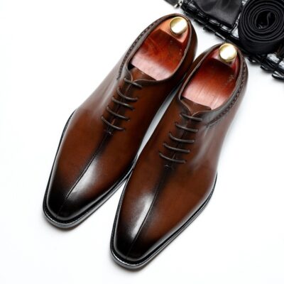 All‑Day Comfort British Pointed‑Toe Leather Dress Shoes – Light 1.30 kg Hand‑Stitched Oxfords for Men, Black & Brown | Shopdecimals