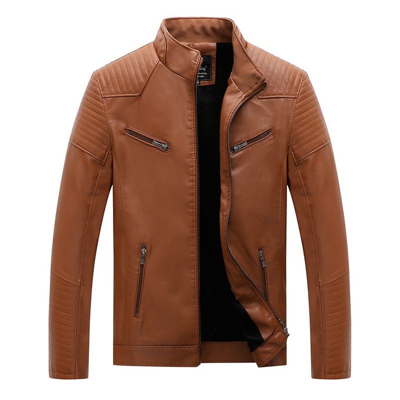 Men's plus velvet PU leather jacket | ShopDecimals