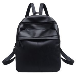 High Quality PU Leather Women Backpack Fashion Solid School Bags For Teenager Girls Large Capacity Casual Women Black Backpacks | ShopDecimals