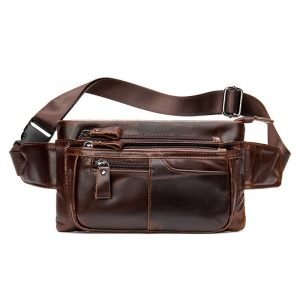 Top Layer Cowhide Casual Sports Crossbody Chest Bag | ShopDecimals