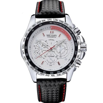 Shopdecimals Men's 43 mm Leather Quartz Watch – 3 ATM Waterproof, Featherlight 0.07 kg for Precise, All‑Day Comfort