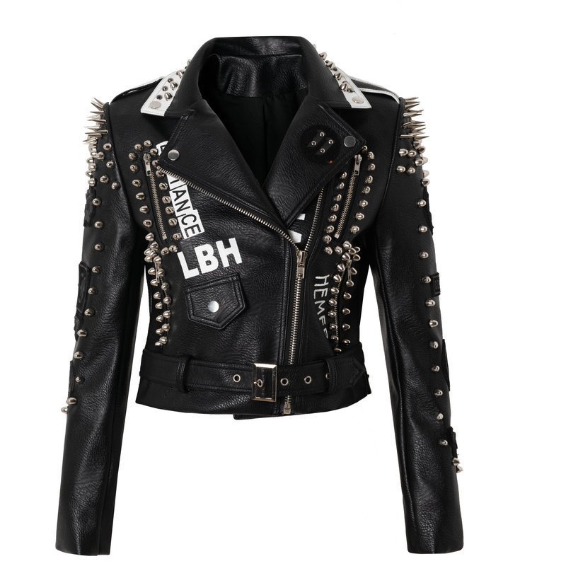 Punk Rock Windmill Graffiti Leather Jacket | ShopDecimals