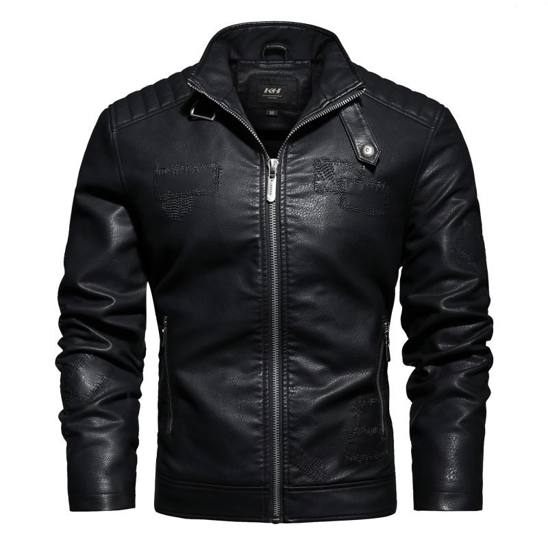 Men's PU leather and velvet patch coat | ShopDecimals