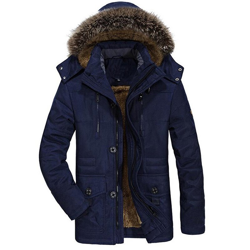 Winter Thick Casual Men Hooded Overcoats Windproof Parka Velvet Warm Coat | ShopDecimals