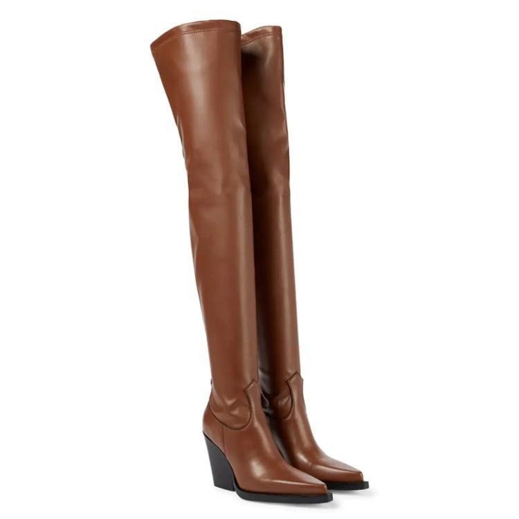 Women's Stretch Leather High Heel Boots | ShopDecimals