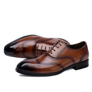 Formal Leather Shoes British Men Brogue Pointed-toe Lace | ShopDecimals