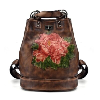 Lightweight Vintage Leather Women’s Backpack – Fits 15″ Laptop, Triple Retro Colors – Shopdecimals