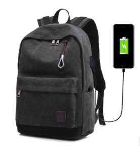 Stay Powered On‑the‑Go Canvas Backpack with Built‑In USB Port & Headphone Hole – Lightweight Junior High School Bag – Shopdecimals